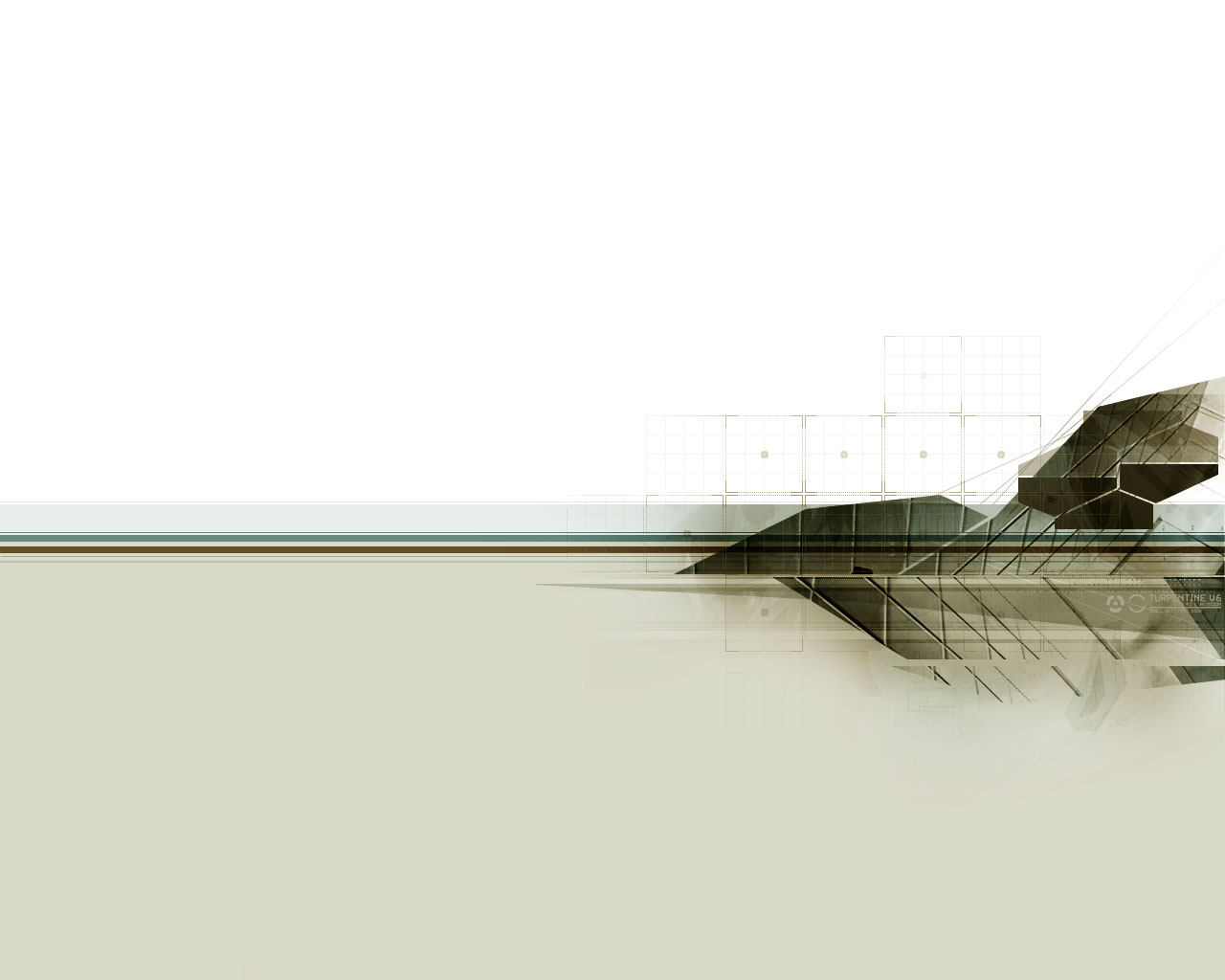 Digital artwork with an abstract composition of geometric shapes and manipulated photographs composed on the right side against a white and beige background.